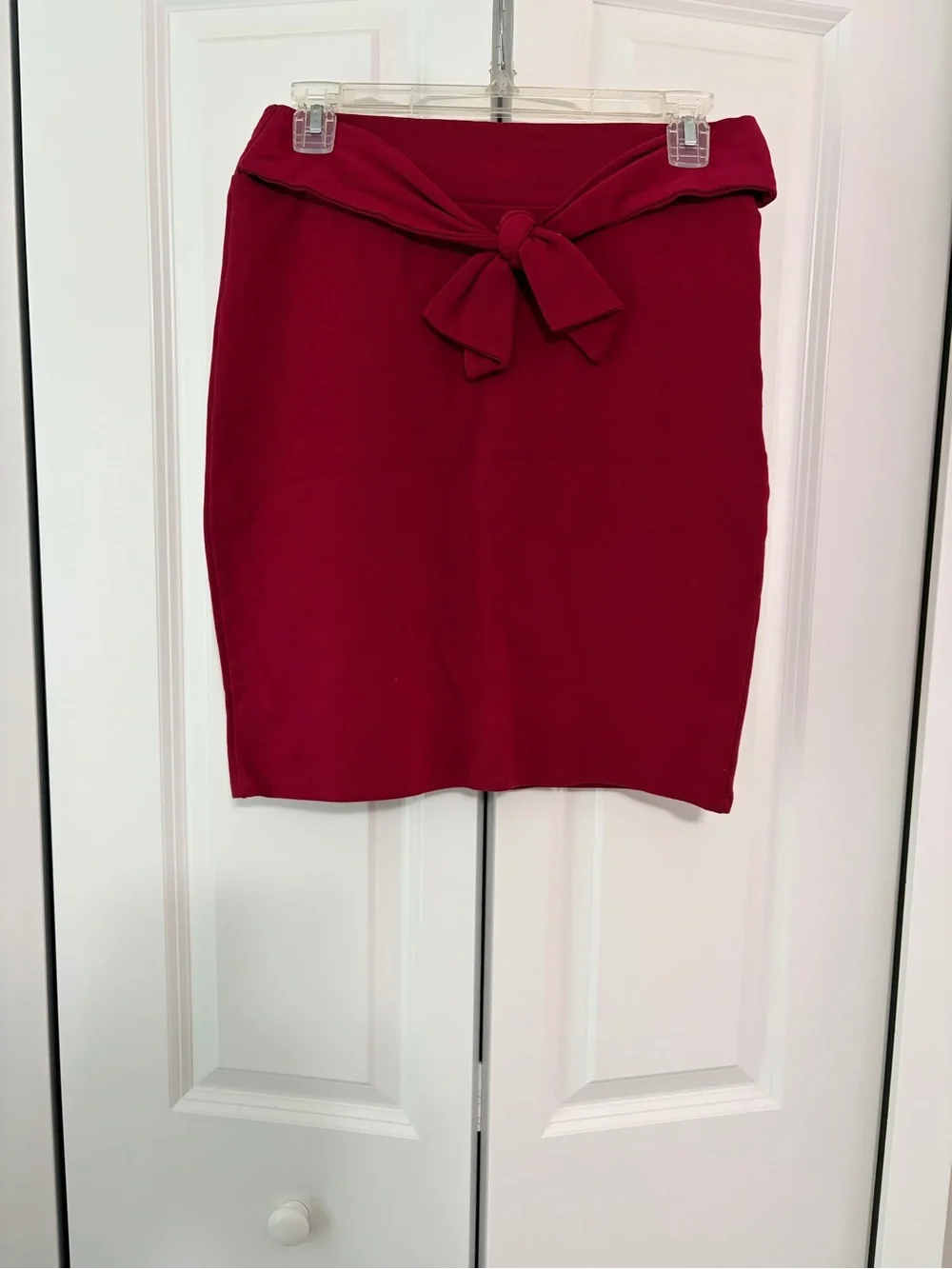 Tie-Waist Pencil Skirt - Burgundy